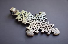 Cruce veche Argint lucrata manual Etiopia Biserica Ortodoxa Copta - 16,7 grame foto