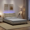 Gossi cadru de pat cu lumini led, crem, 120x200 cm, textil