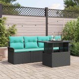 vidaXL Set de canapele pentru grădină cu pernă 5 pcs Negru Rattan poli 3356929