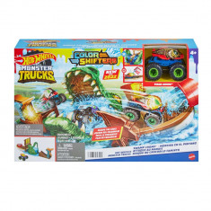 Set de joaca, Hot Wheels, Monster Trucks si crocodil, HGV14