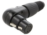 Mufă XLR Mamă 5 Pin 90&deg; pe Cablu Neagră