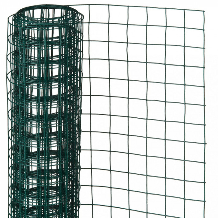Nature Plasă din s&acirc;rmă, verde, 1x5 m, oțel cu plastic, 25 mm, pătrat 409379