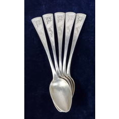 Cinci lingurite din argint, marcaj romanesc &#039; Delfini&#039;