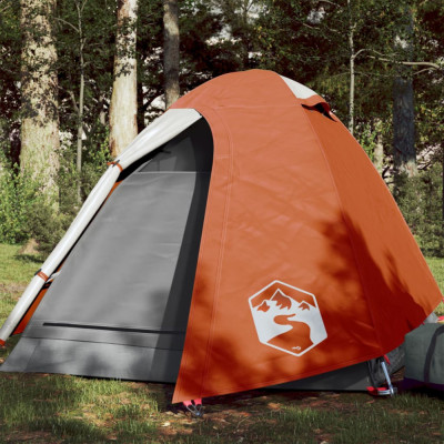 vidaXL Cort de camping pentru 2 persoane, gri/portocaliu, impermeabil foto