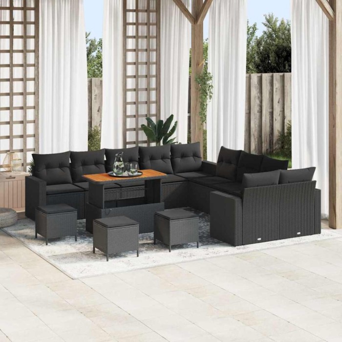vidaXL Set de canapele pentru grădină 14 pcs Negru 110 x 55 x 71 cm