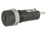 Clemă siguranţe cilindrice 5x20mm 10A neagră 250VAC pe panou
