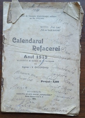 Calendarul Refacerii pe 1919 &amp;mdash; București 1918, &amp;bdquo;Speranța&amp;rdquo;, aprobat de Cenzură foto