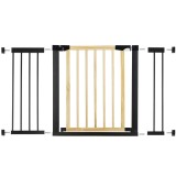 Poarta de siguranta Safety Gate pentru scari, ajustabila, din lemn cu structura otel, 117-124cm, negru maro Household NewTrend