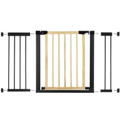 Poarta de siguranta Safety Gate pentru scari, ajustabila, din lemn cu structura otel, 117-124cm, negru maro Household NewTrend
