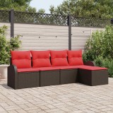 vidaXL Set de canapele pentru grădină 5 pcs Maro poliratan 3346004