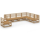 Set mobilier de gradina, 7 piese, maro miere, lemn masiv de pin