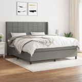 VidaXL Pat box spring cu saltea, gri &icirc;nchis, 180x200 cm, textil