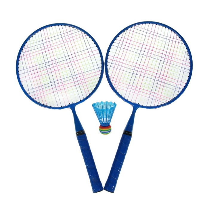 Set Badminton, 1 x fluturas, 46 cm, maner anti-aluncare, Albastru