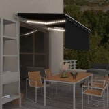 vidaXL Copertină automată cu stor&amp;LED&amp;senzor v&acirc;nt, antracit, 3x2,5 m 3069274