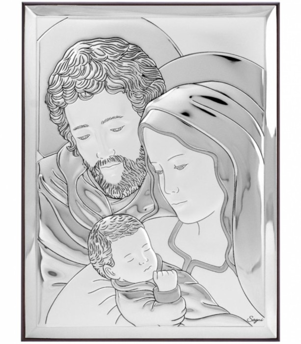 Icoana Sfanta Familie argint 8x11 cm