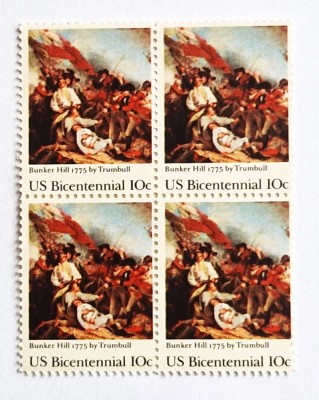 4 timbre Statele Unite bloc de 4 val. MNH 1975 TRUMBULL - BUNKER HILL_Scott 1564 foto