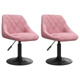 Cumpara ieftin Scaune de bucatarie pivotante, 2 buc., roz, catifea