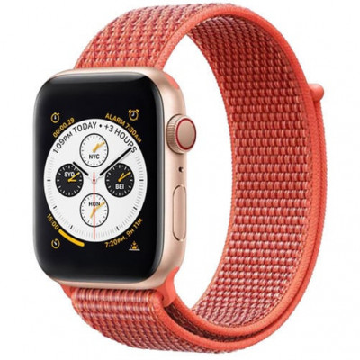 Curea iUni compatibila cu Apple Watch 1/2/3/4/5/6/7, 44mm, Nylon Sport, Woven Strap, Orange foto