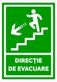 Semn pentru directie de evacuare spre scari in stanga jos