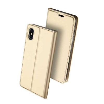 Husa Flip iPhone Xs Max 2018 Tip Carte Auriu Skin DuxDucis foto