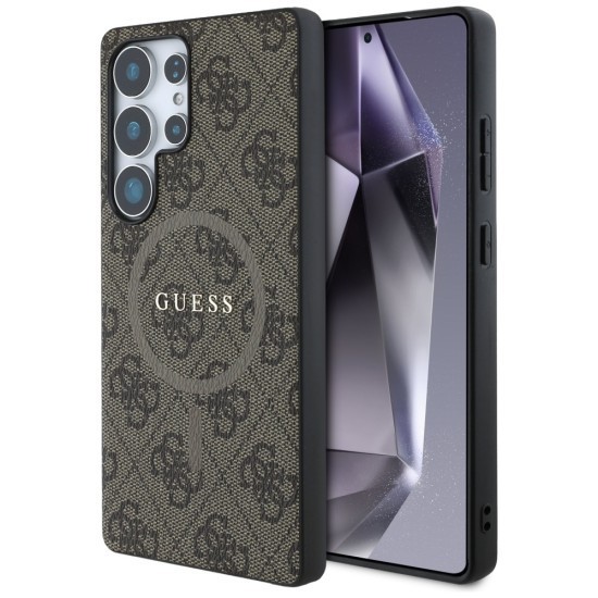 Husa pentru Samsung Galaxy S25 Ultra - Guess 4G Ring Classic Logo MagSafe (GUHMS25LG4GFRW) - Brown