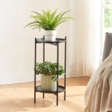 Suport plante Tuusula 54x25cm negru cu 2 rafturi [en.casa] HausGarden Leisure, [en.casa]