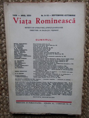 VIATA ROMANEASCA 1939 ANUL XXXI NR 9-10 - SEPTEMVRIE-OCTOMVRIE foto