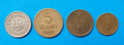 Moneda veche Republica Populara Romana Lot x 4 piese anul 1952 valori diferite foto