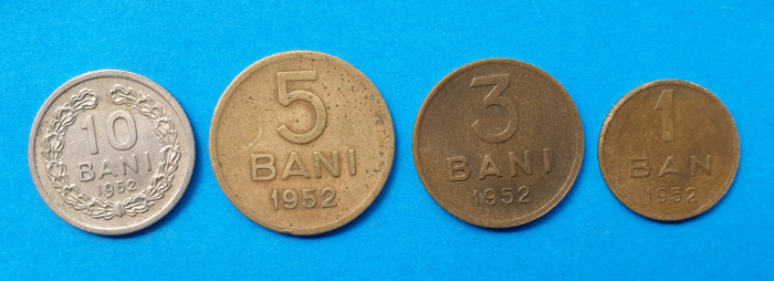 Moneda veche Republica Populara Romana Lot x 4 piese anul 1952 valori diferite