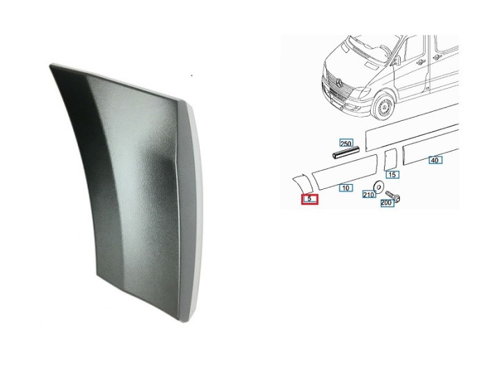 Bandou aripa Mercedes Sprinter 209-524, 07.2006-10.2013, Vw Crafter (2e), 12.2005-04.2017, Fata, partea Stanga, Aftermarket