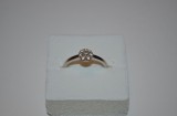 INEL AUR alb 14K + 7 Diamante = 0.21ct - Marcaj Rusia - Model Floare - Vintage !