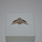 INEL AUR alb 14K + 7 Diamante = 0.21ct - Marcaj Rusia - Model Floare - Vintage !