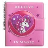 Carnetel de notițe cu breloc, Roz, Model Unicorn, 6x7cm, 50 file, CMCLASS