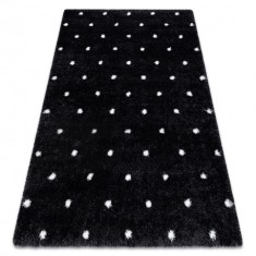 Covor FLUFFY 2370 shaggy puncte - antracit / alb, 200x290 cm