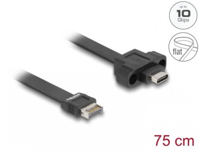 Cablu USB tip E Key A 20 pini la USB Type C panel-mount T-M 75cm, Delock 85760 foto