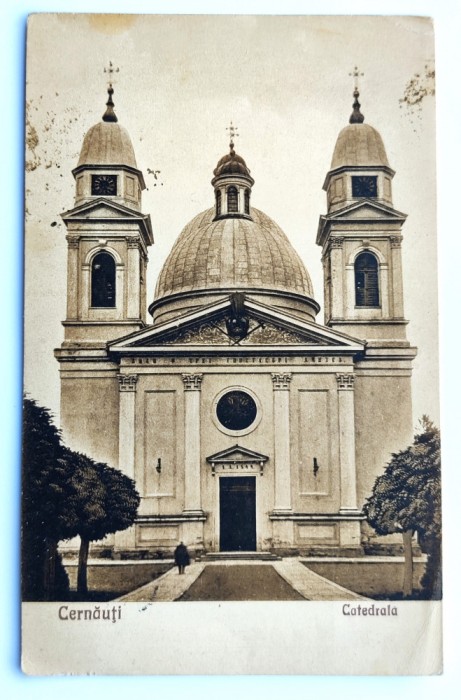 Bucovina - 1927 - Cernauti - Catedrala - printata, circulata catre Chisinau, 2 timbre intacte