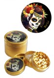 Grinder metalic Black Leaf Mexican Skull, 4 parti, O50mm