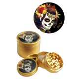 Grinder metalic Black Leaf Mexican Skull, 4 parti, O50mm