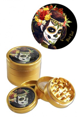 Grinder metalic Black Leaf Mexican Skull, 4 parti, O50mm foto