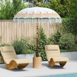 Umbrelă de soare vidaXL Crem 190x250cm, Bumbac &amp; Lemn, Balineză, Pliabilă, Terasa/Gradina