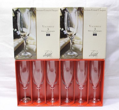 Set 6 pahare sampanie cristal 24% PbO Vicomte 18 cl foto