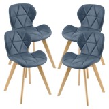 Scaune bucatarie Almhult set 4 buc imitatie piele albastru [en.casa] HausGarden Leisure, [en.casa]