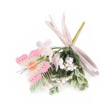 Cumpara ieftin Floare artificiala si Fluturas verde roz cm 20 H