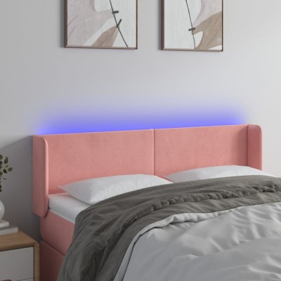 Gossi tablie de pat cu led, roz, 147x16x78/88 cm, catifea foto