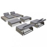 VidaXL Set mobilier de grădină cu perne, 5 piese, gri, poliratan