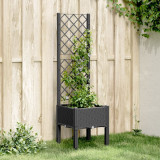 Jardiniera de gradina cu spalier, negru, 40x40x142 cm, PP GartenMobel Dekor, vidaXL