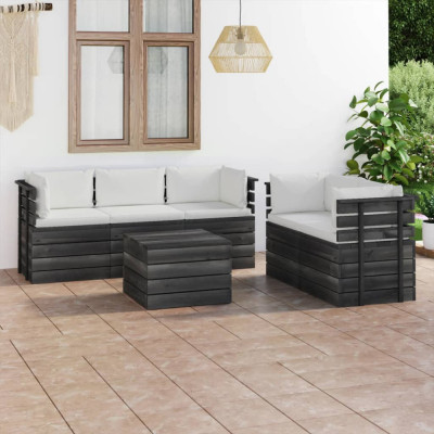 vidaXL Set mobilier de grădină din paleți, cu perne, 6 piese, lemn pin foto