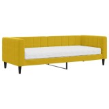 Cumpara ieftin Pat de zi cu saltea, galben, 80x200 cm, catifea