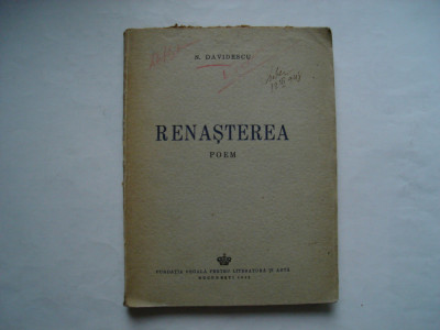 Renasterea. Poem - N. Davidescu (1942) foto