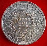 (A354) MONEDA DIN ARGINT INDIA - ONE RUPEE INDIA 1945, ADMINISTRATIE BRITANICA, GEORGE VI